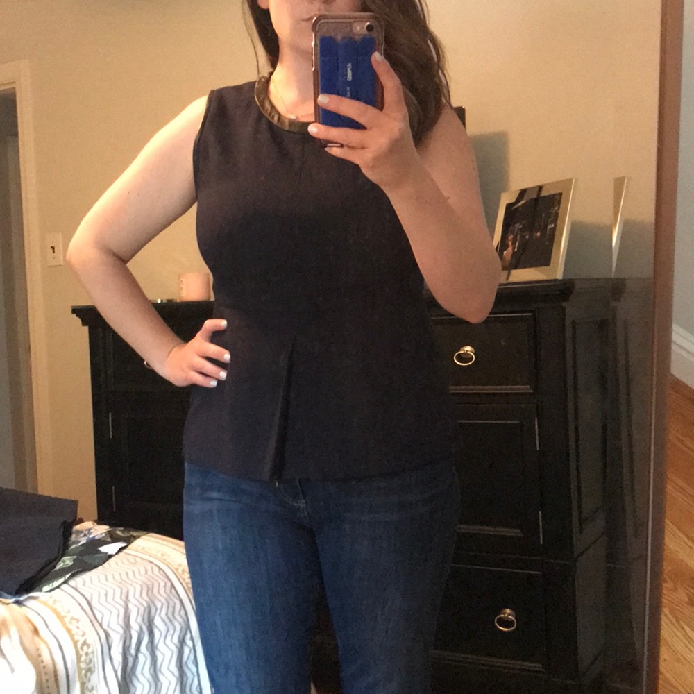 Navy peplum top